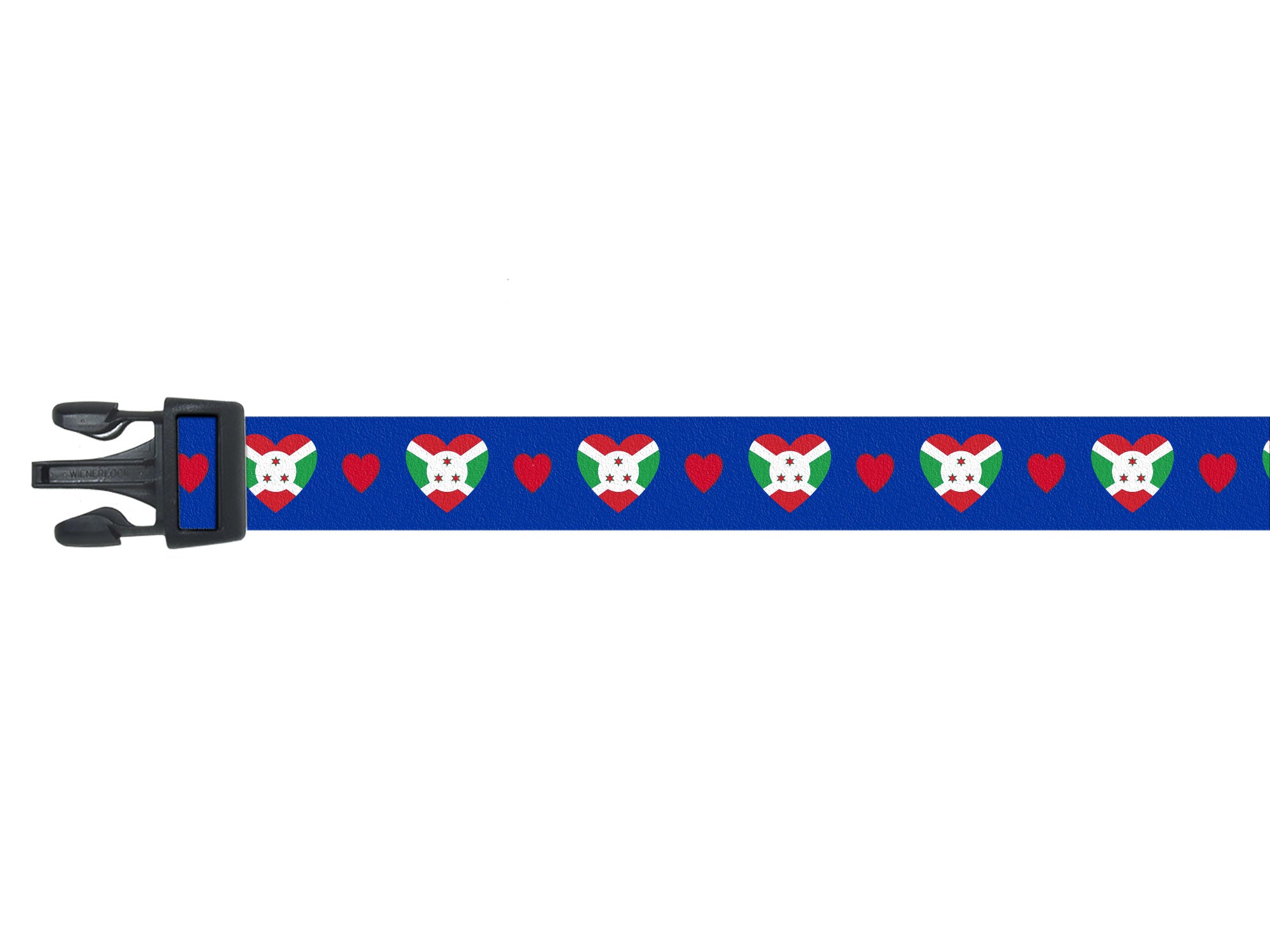 Dog Collar with Burundi Hearts Pattern in blue