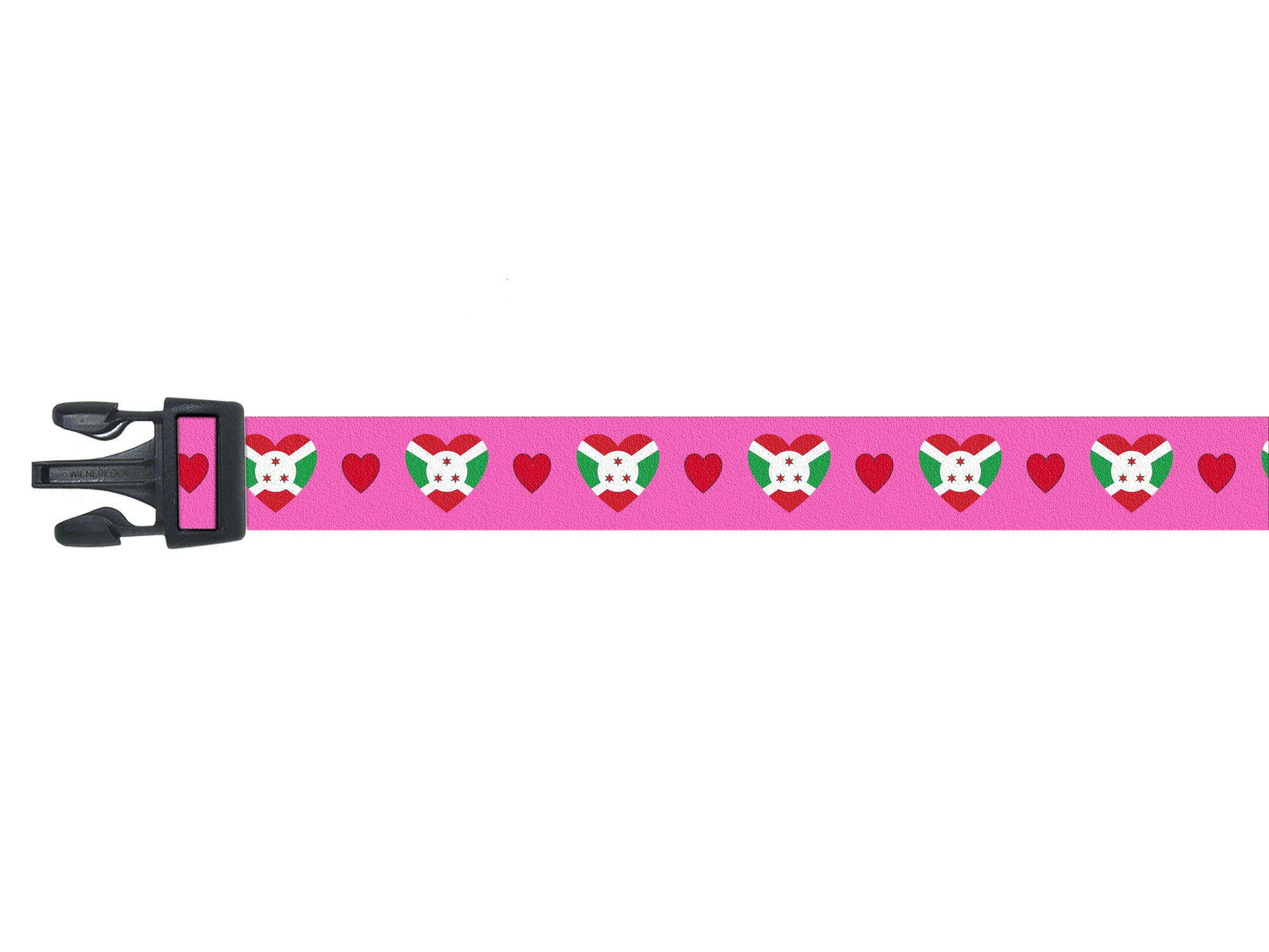 Dog Collar with Burundi Hearts Pattern in pink