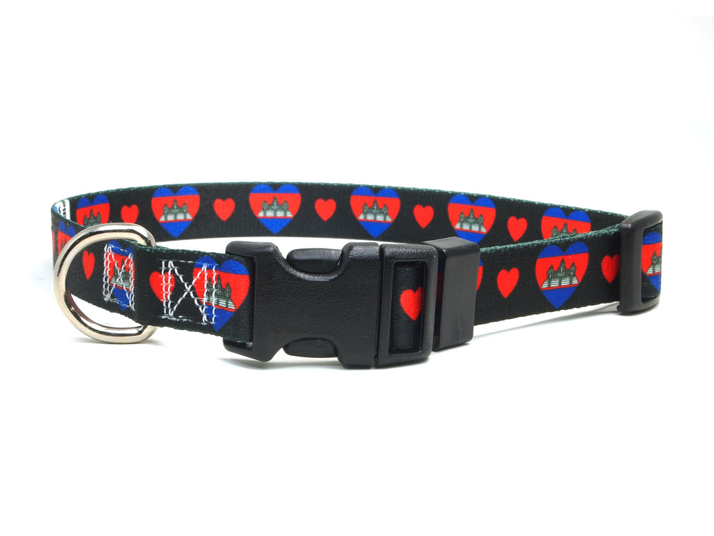 Cambodia Dog Collar with Hearts | I Love Cambodia