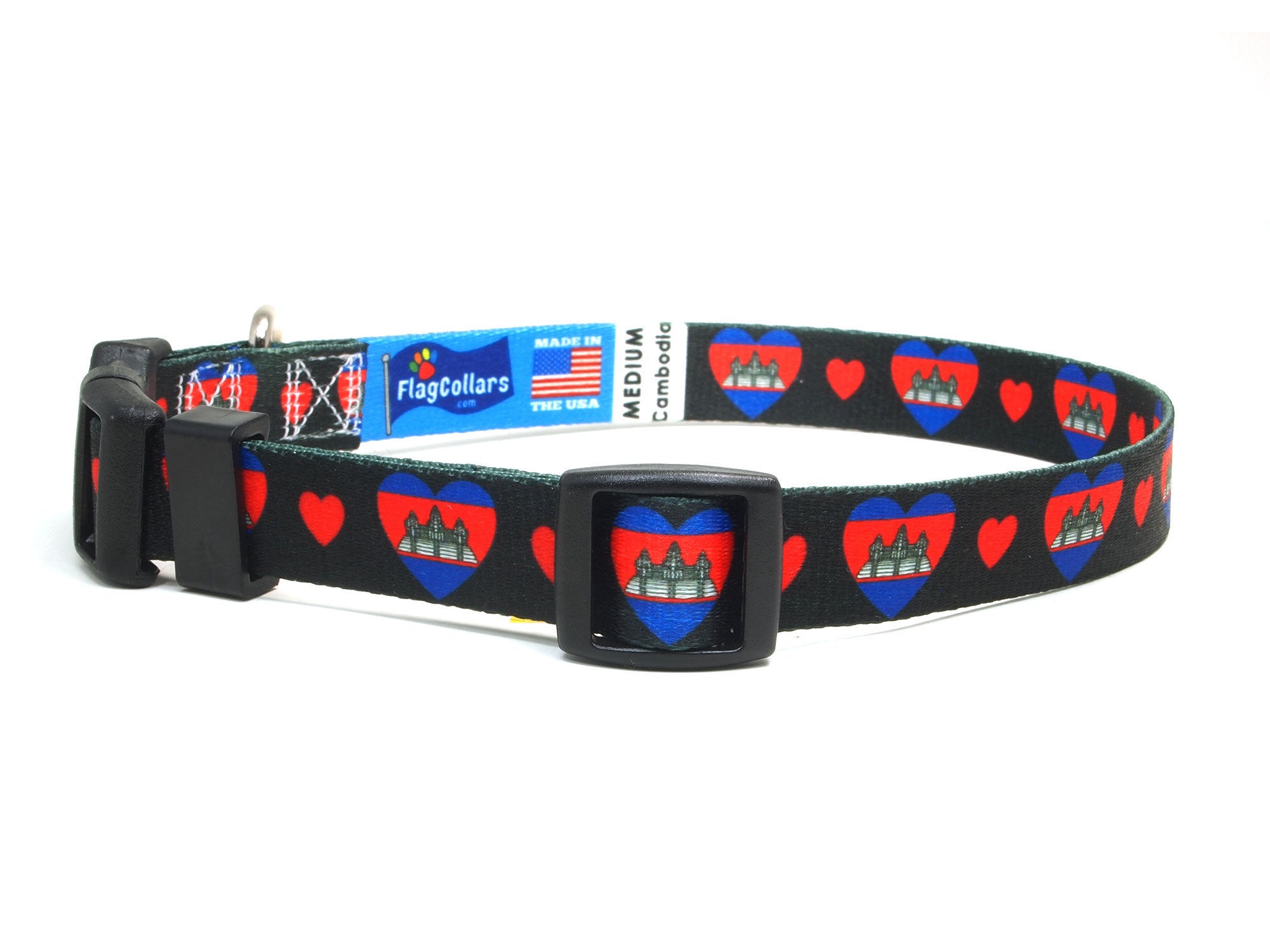 Cambodia Dog Collar with Hearts | I Love Cambodia