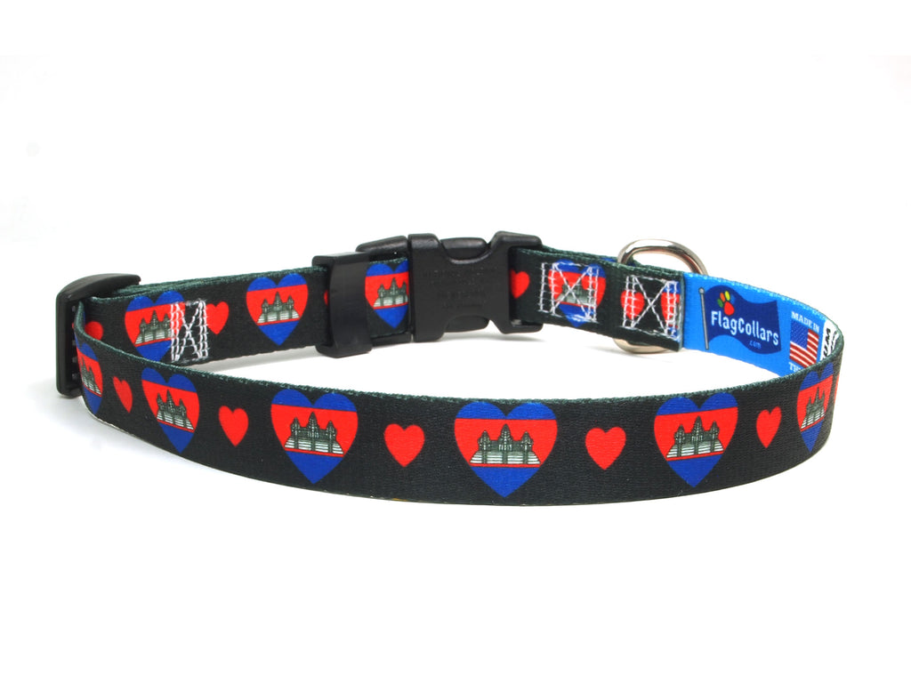 Cambodia Dog Collar with Hearts | I Love Cambodia