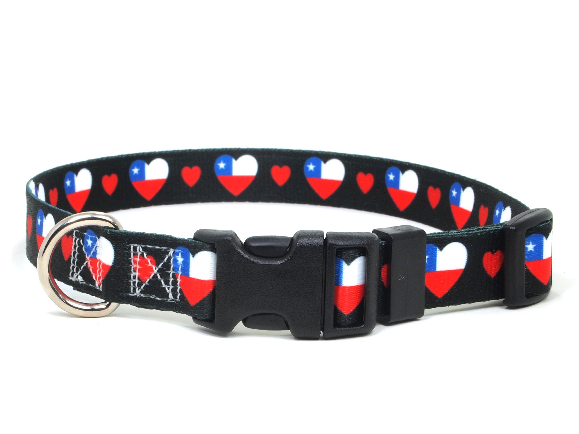 Dog Collar with Chile Hearts Pattern in black
