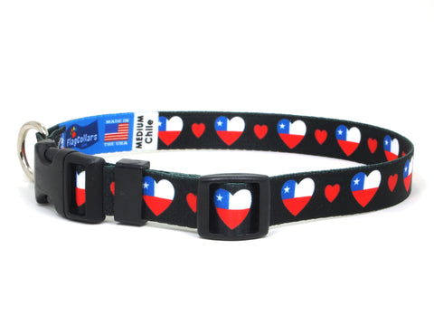 Dog Collar with Chile Hearts Pattern in black