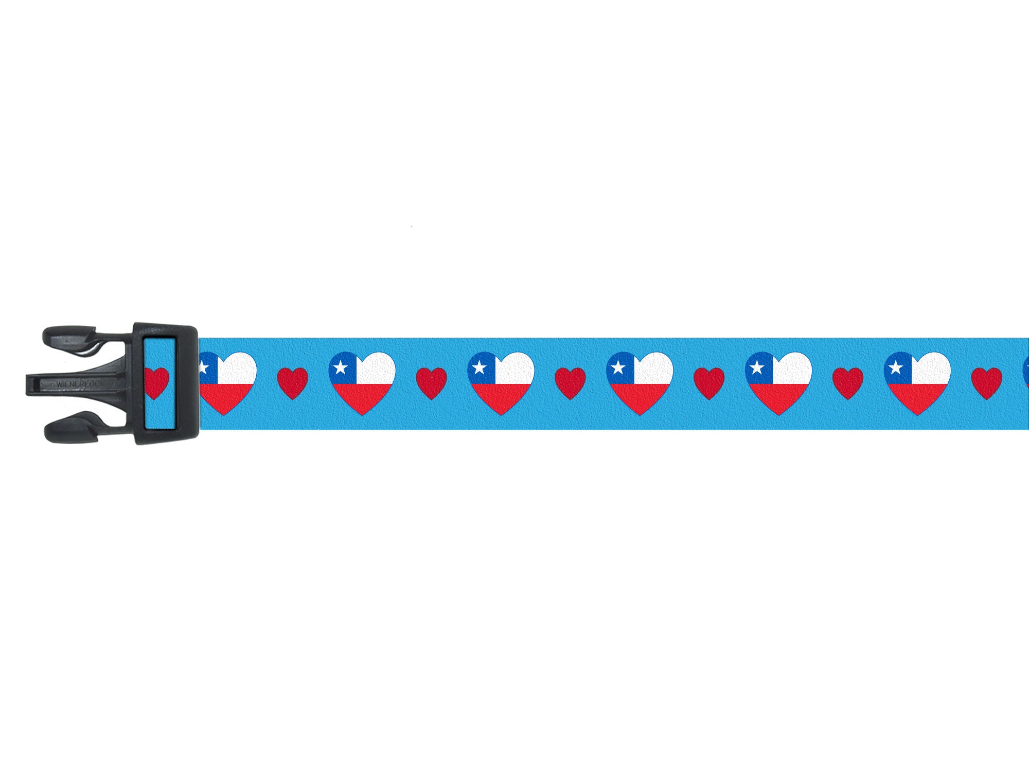 Dog Collar with Chile Hearts Pattern in blue