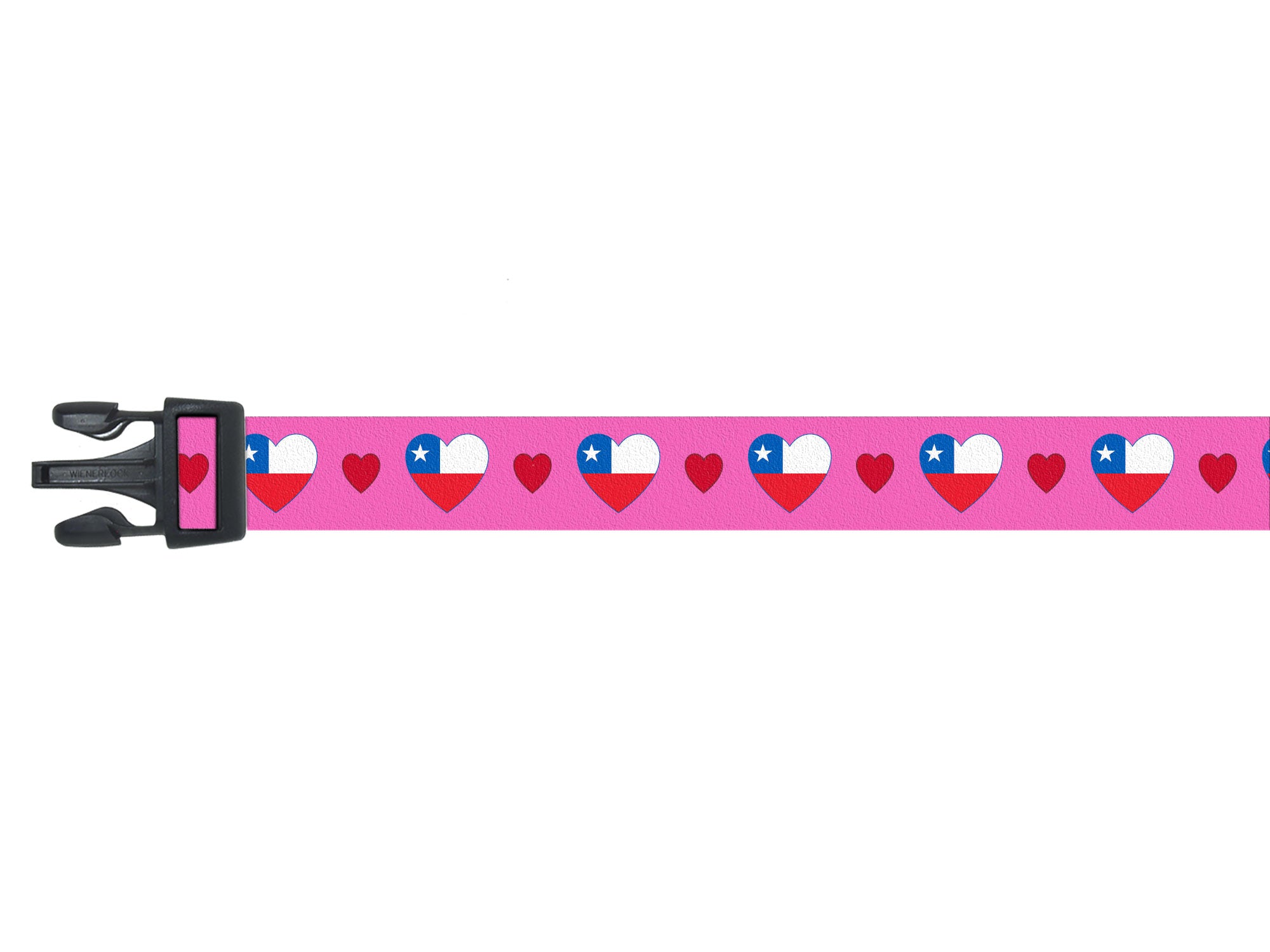 Dog Collar with Chile Hearts Pattern in pink