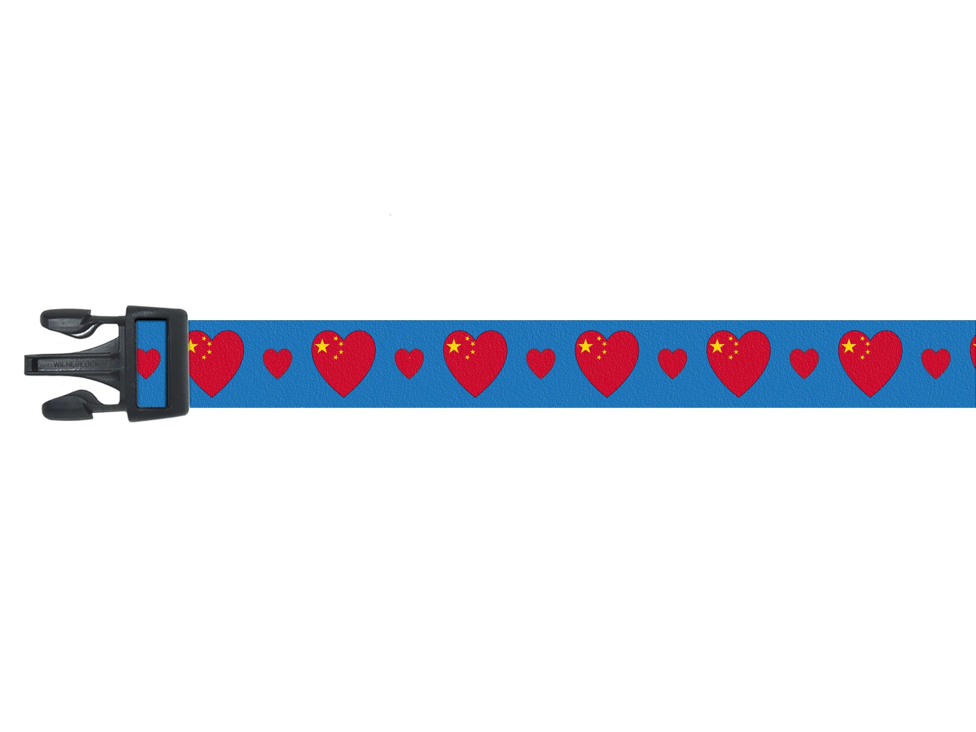 Blue Dog Collar with China Hearts Pattern