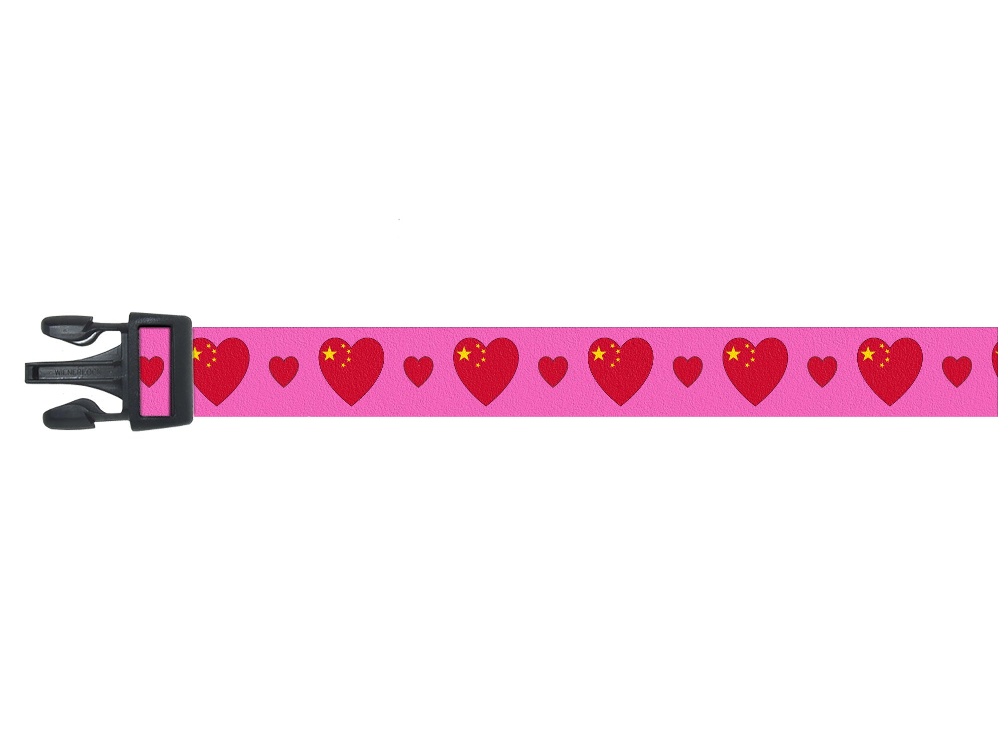 Pink Dog Collar with China Hearts Pattern