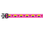 Dog collar with colombian flag and red hearts on  pink