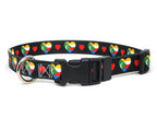 Dog Collar with Comoros Hearts Pattern in black