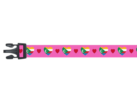 Dog Collar with Comoros Hearts Pattern in pink