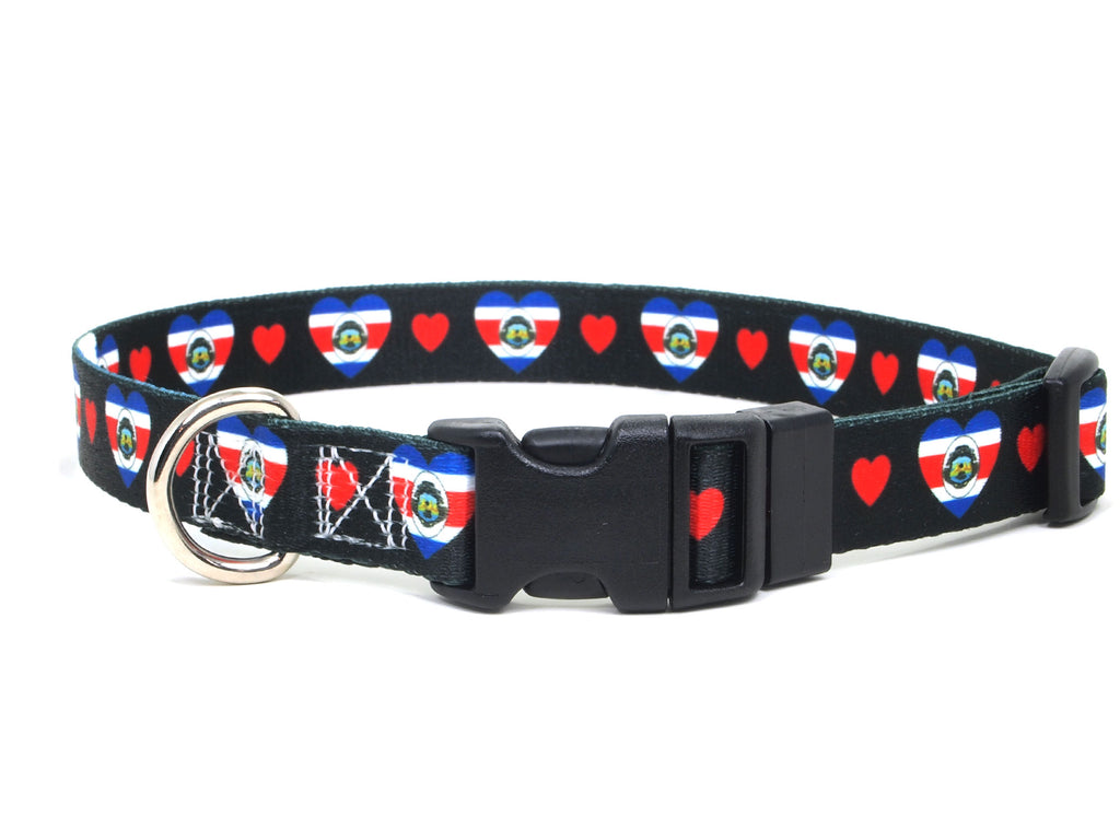 Dog Collar with Costa Rica Hearts Pattern in black