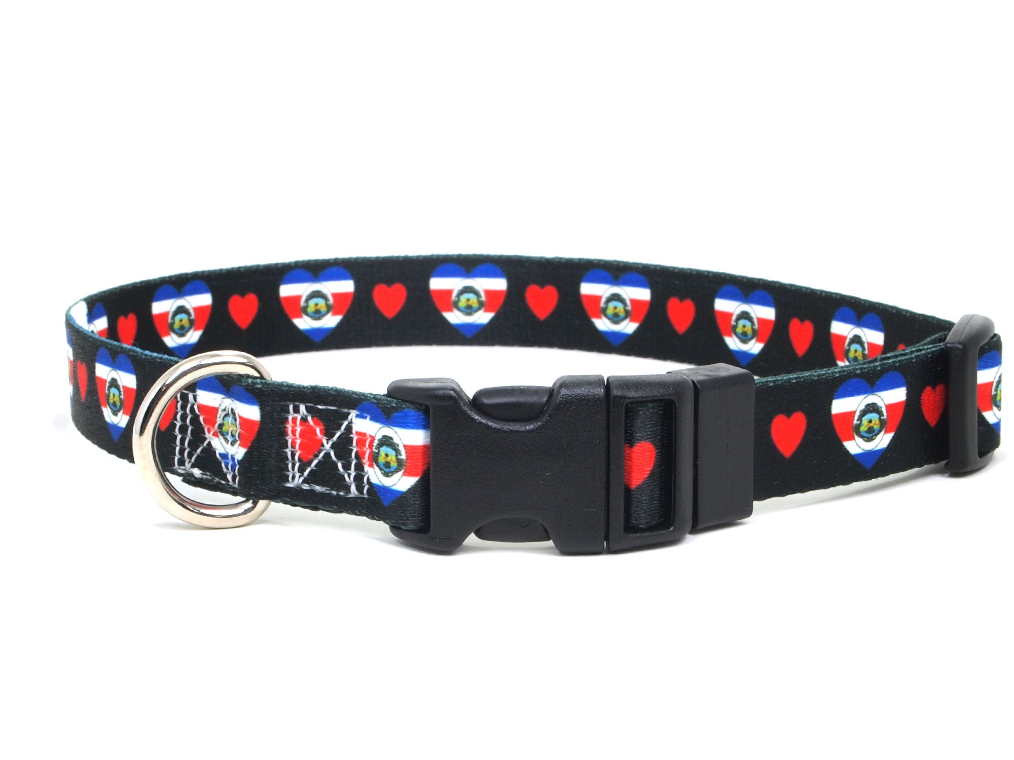 Dog Collar with Costa Rica Hearts Pattern in black