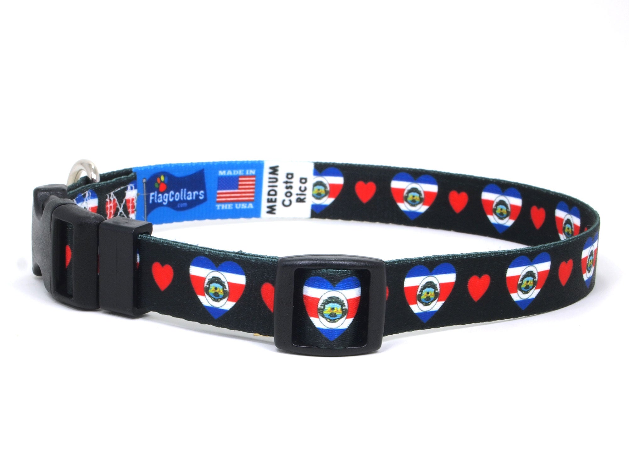 Dog Collar with Costa Rica Hearts Pattern in black