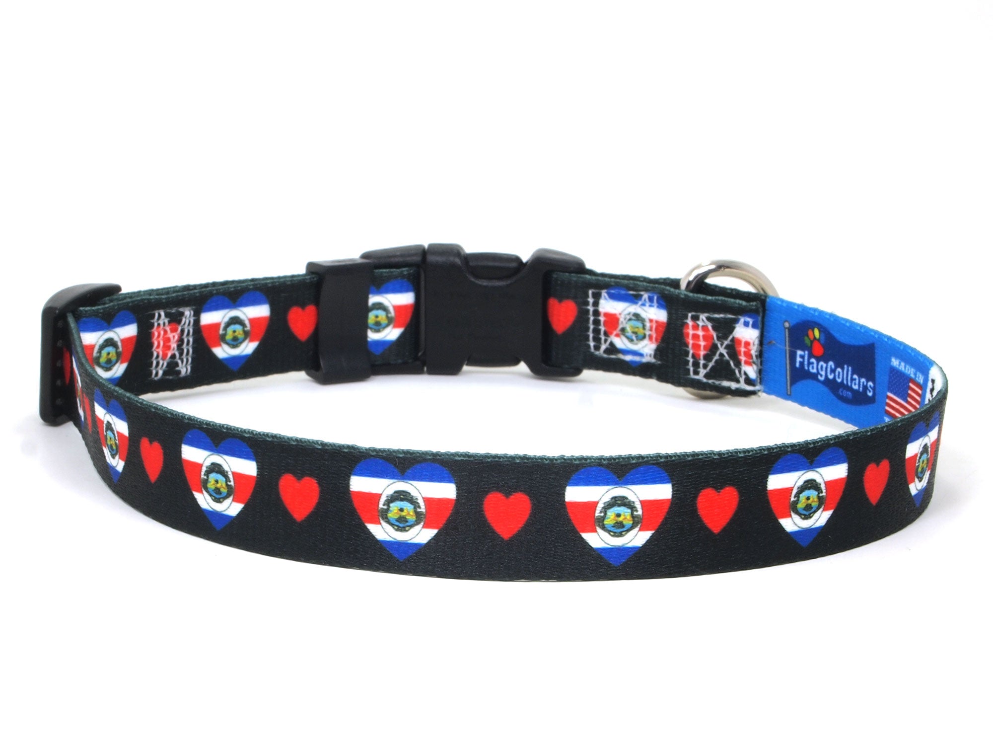 Dog Collar with Costa Rica Hearts Pattern in black