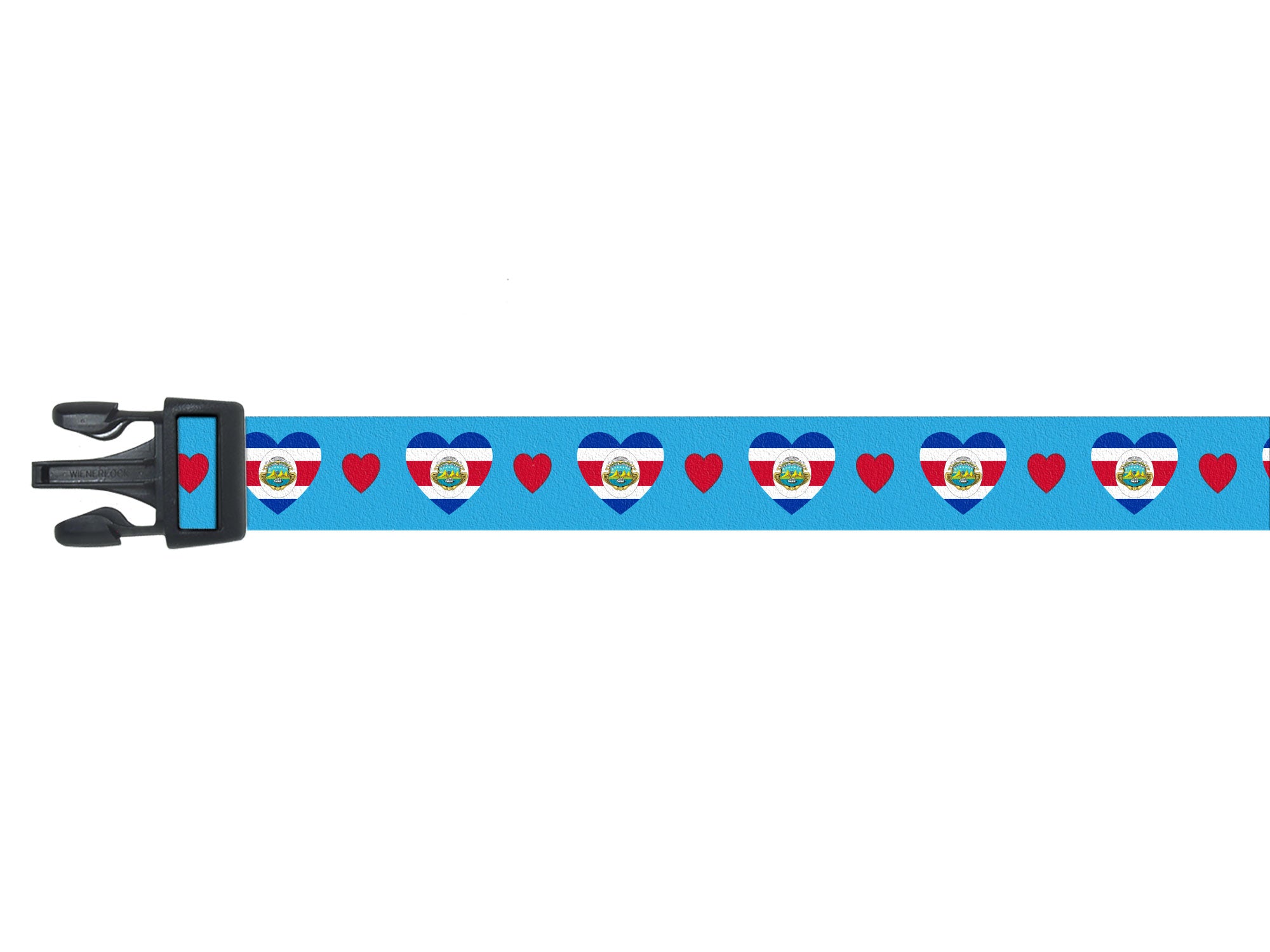 Dog Collar with Costa Rica Hearts Pattern in blue