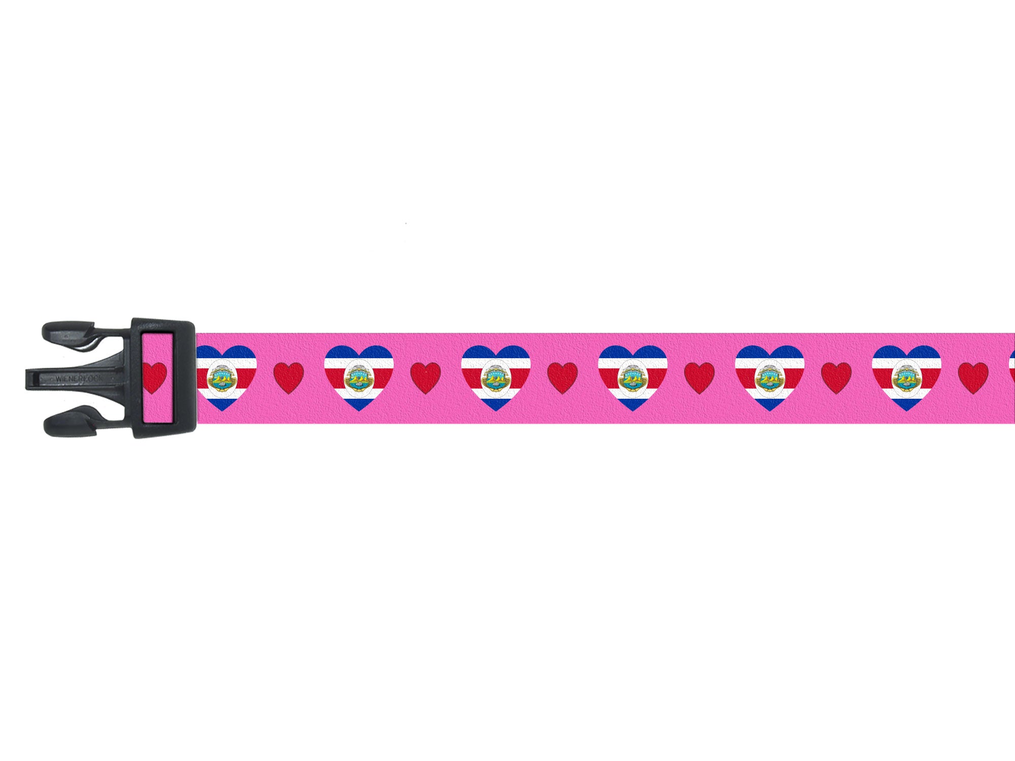 Dog Collar with Costa Rica Hearts Pattern in pink