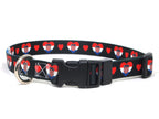 Dog Collar with Croatia Hearts Pattern in black