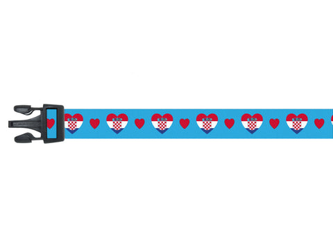 Dog Collar with Croatia Hearts Pattern in blue