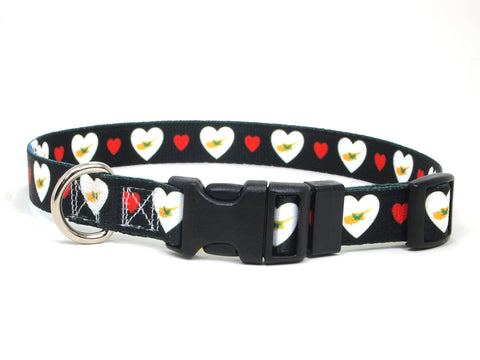 Dog Collar with Cyprus Hearts Pattern in black