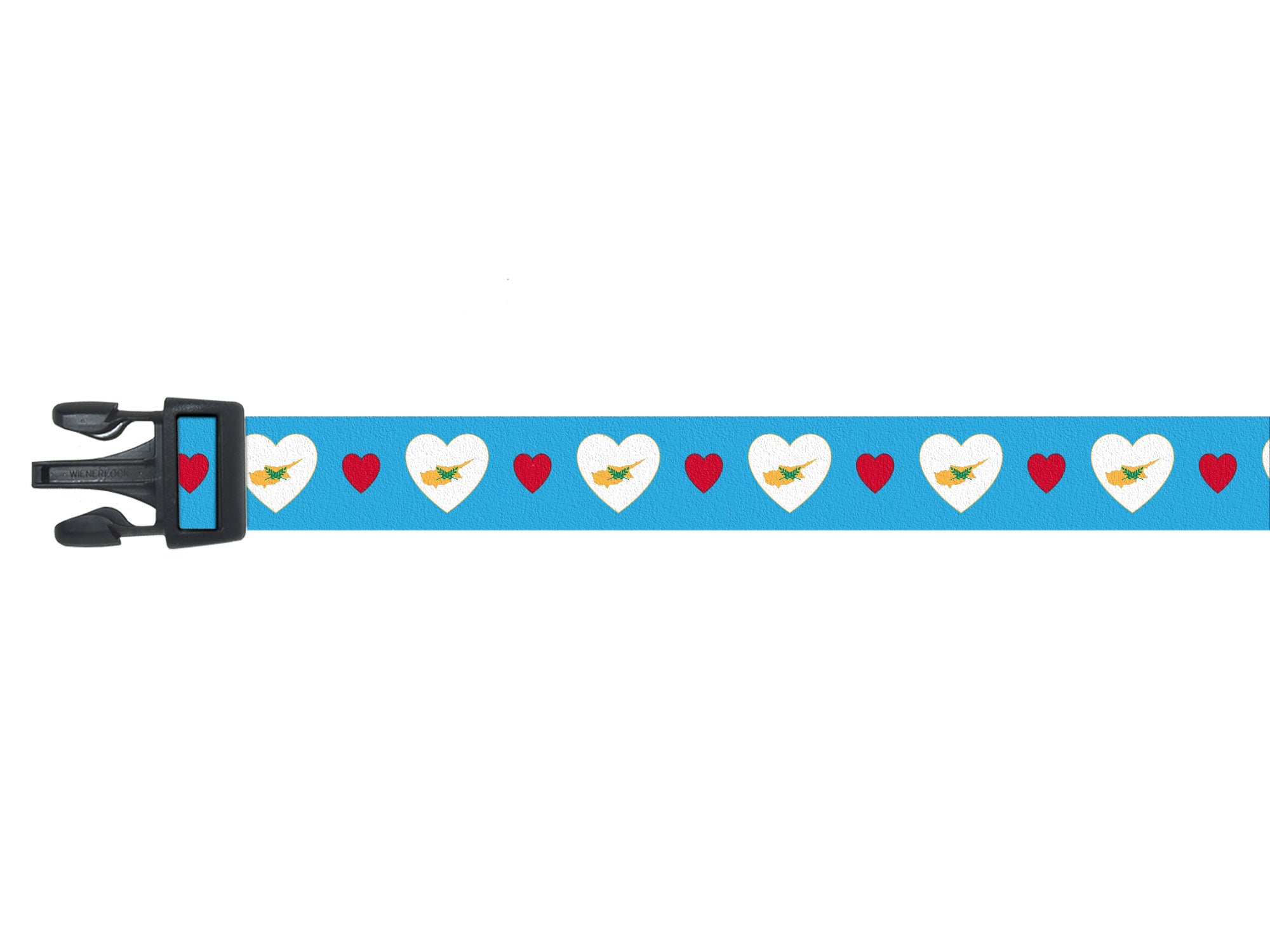 Dog Collar with Cyprus Hearts Pattern in blue