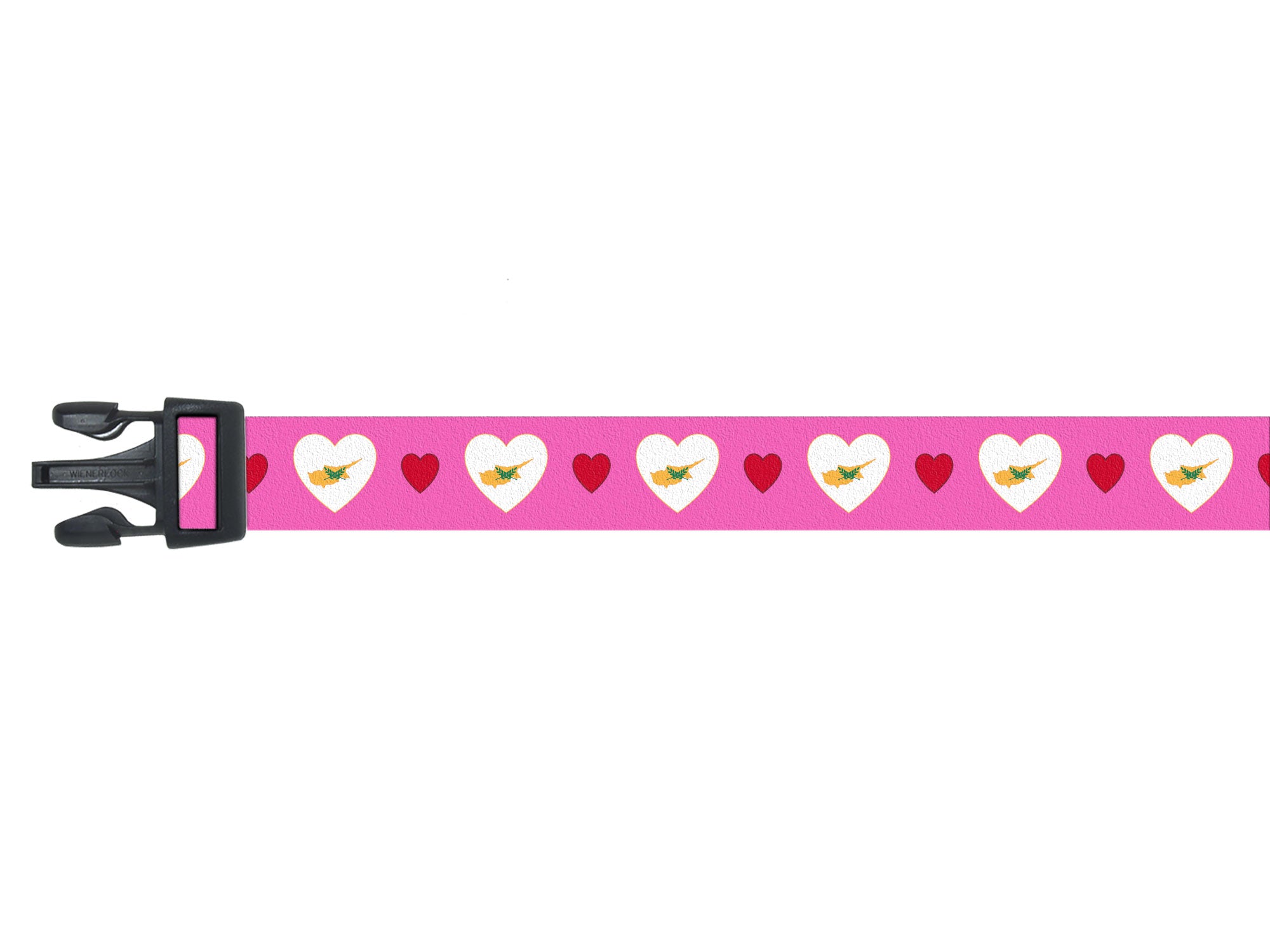 Dog Collar with Cyprus Hearts Pattern in pink