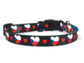 Black Dog Collar with Czech Hearts Pattern