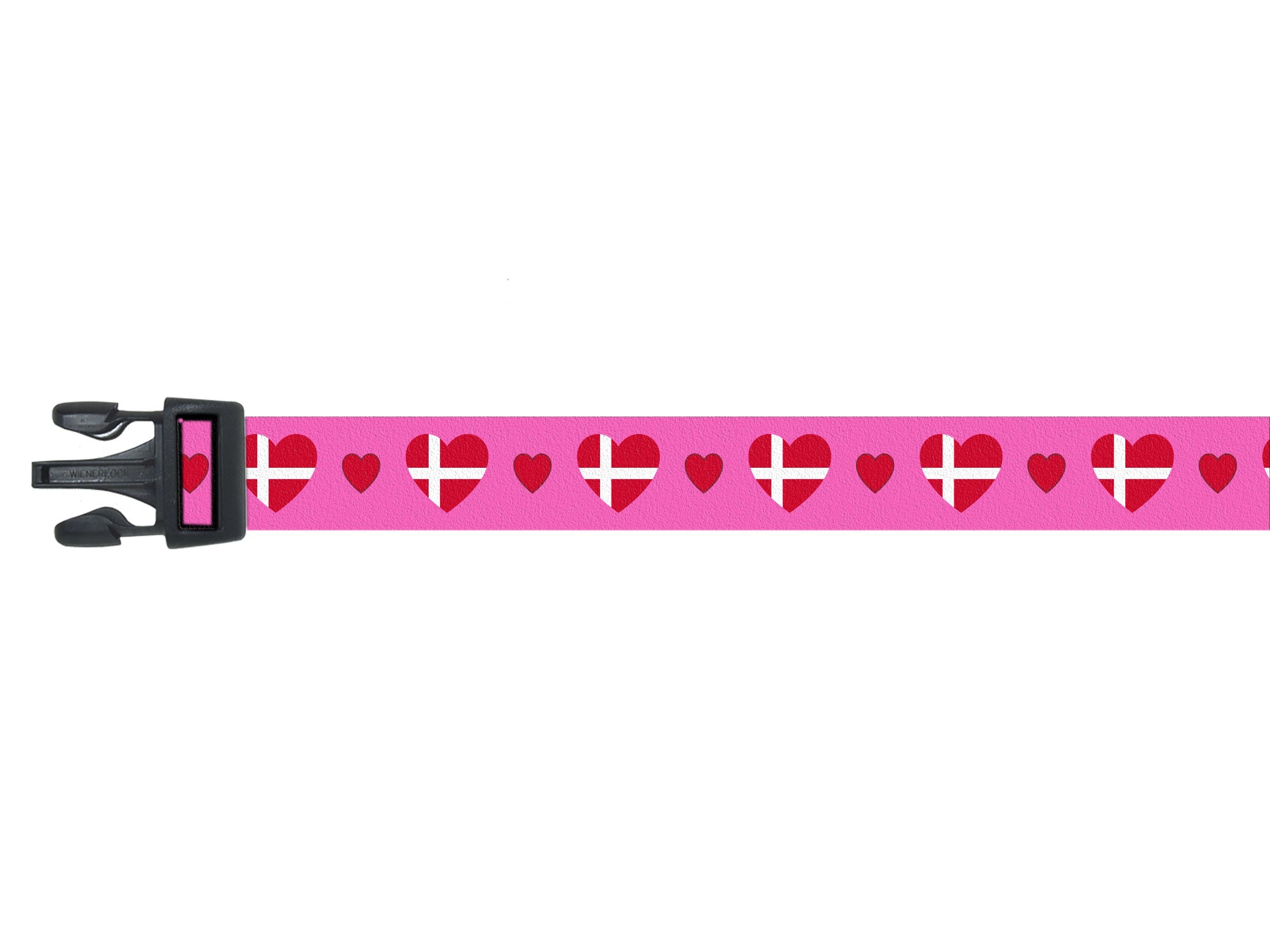 Dog Collar with Denmark Hearts Pattern in pink