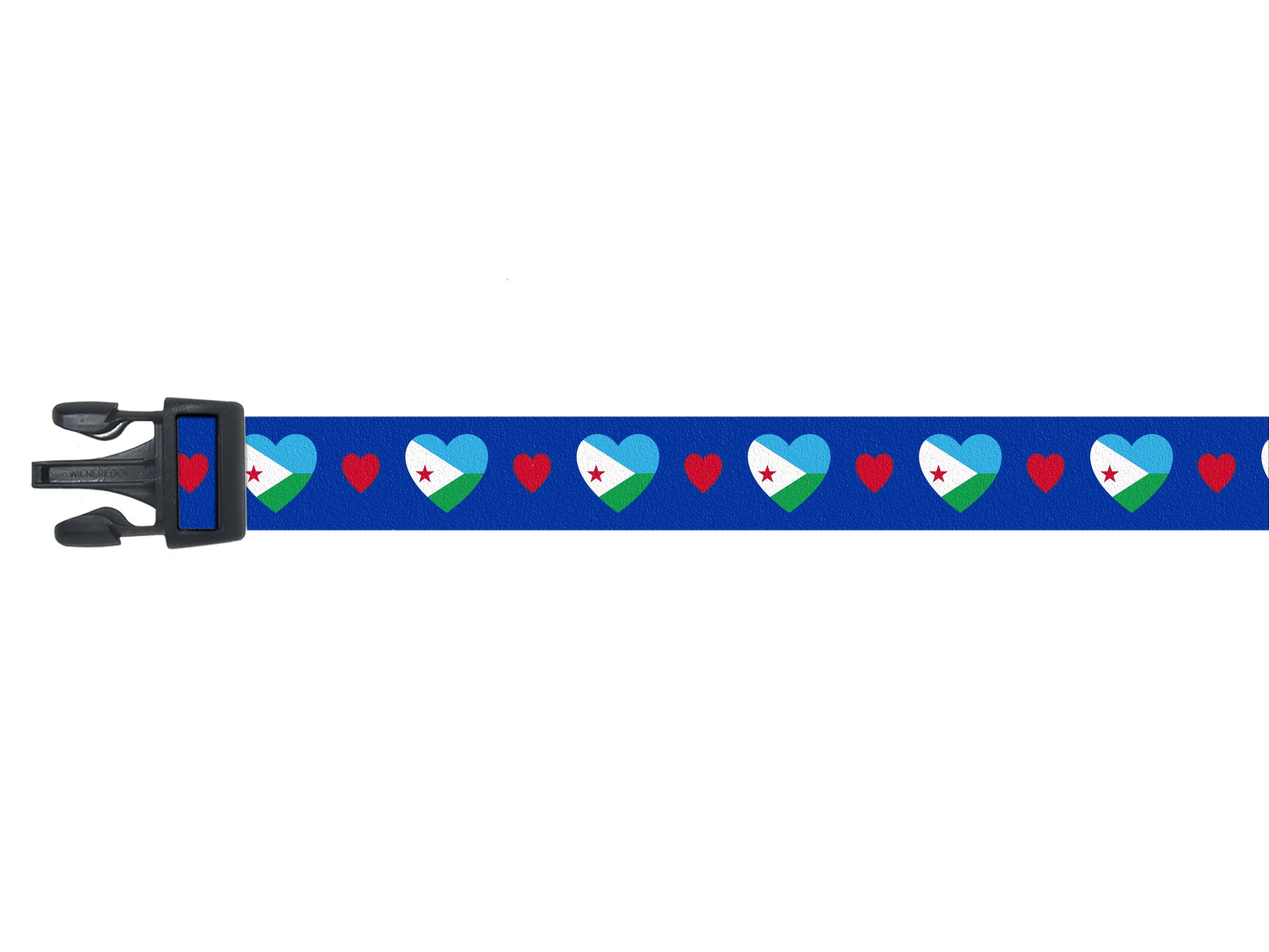 Dog Collar with Djibouti Hearts Pattern in blue