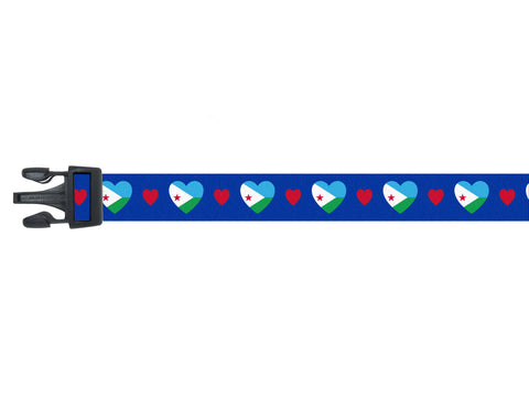 Dog Collar with Djibouti Hearts Pattern in blue