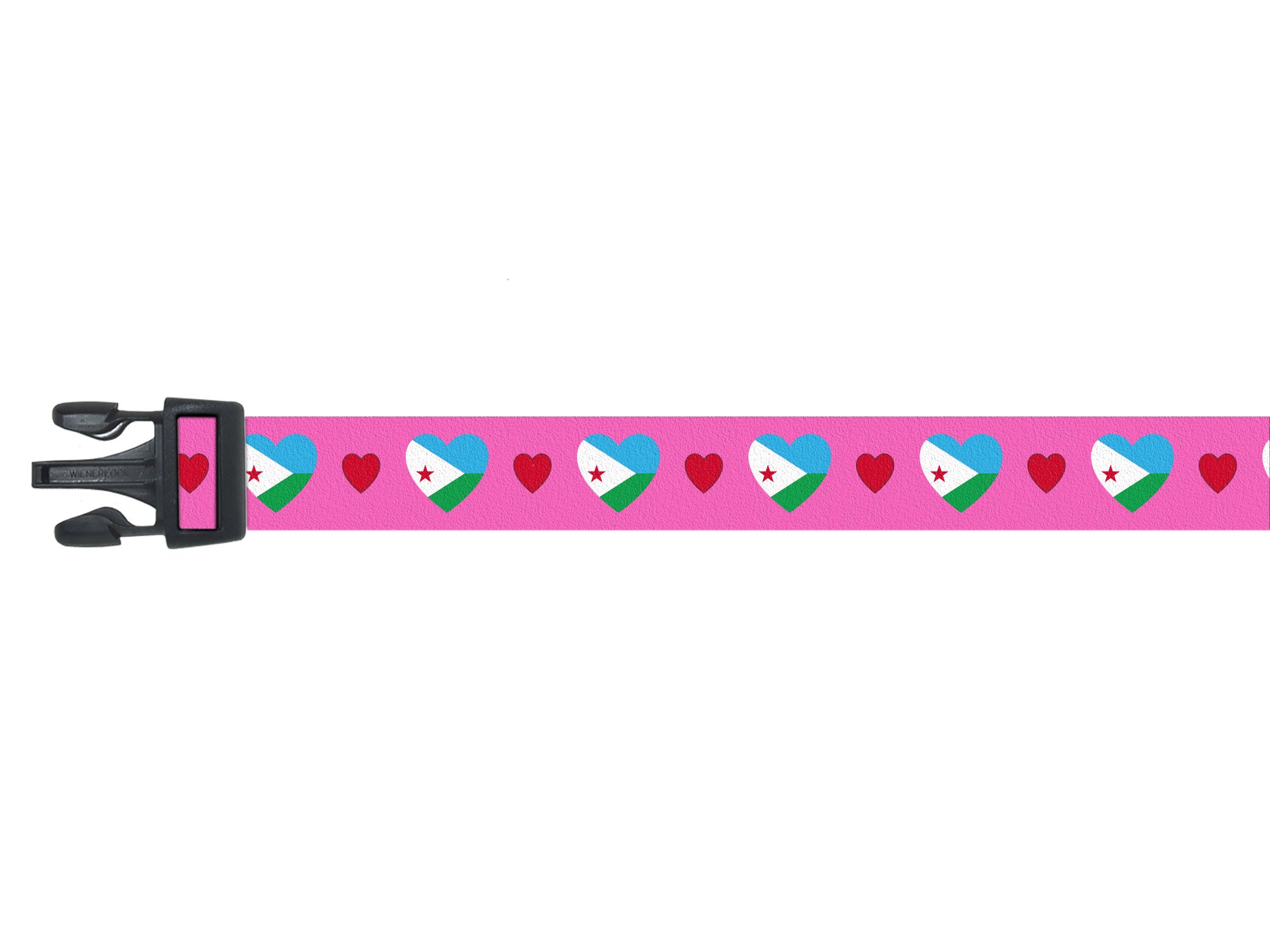 Dog Collar with Djibouti Hearts Pattern in pink