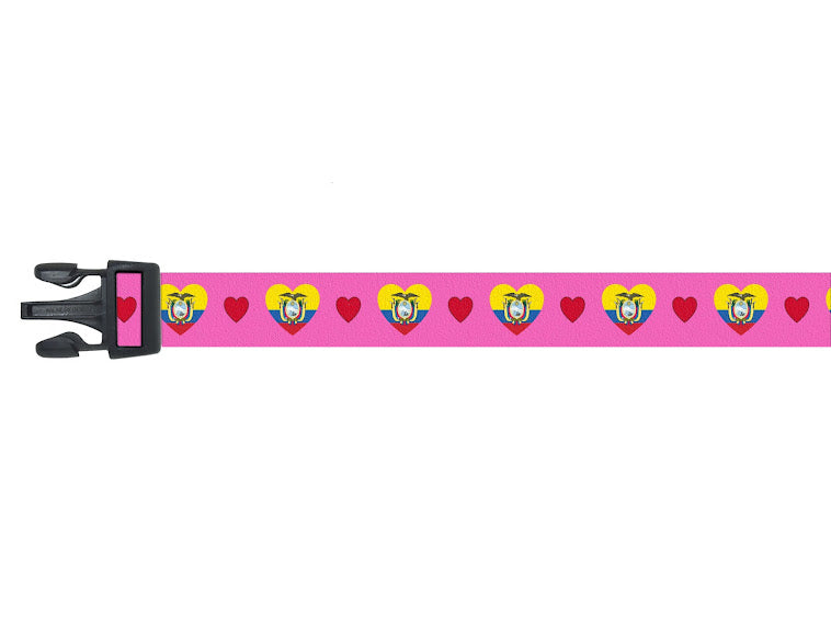 Dog Collar with Ecuador Hearts Pattern in pink