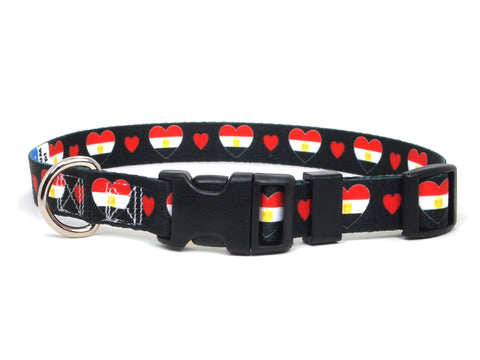 Dog Collar with Egypt Hearts Pattern in black