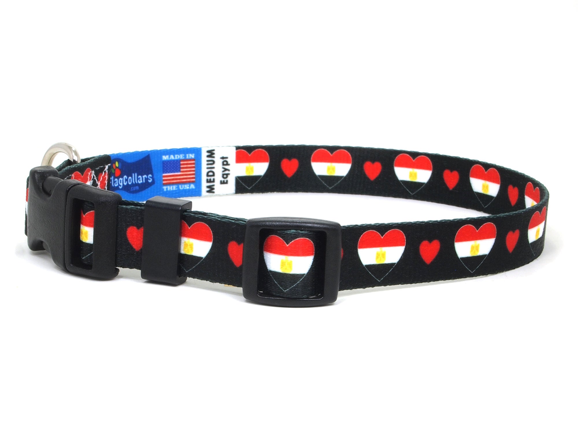 Dog Collar with Egypt Hearts Pattern in black