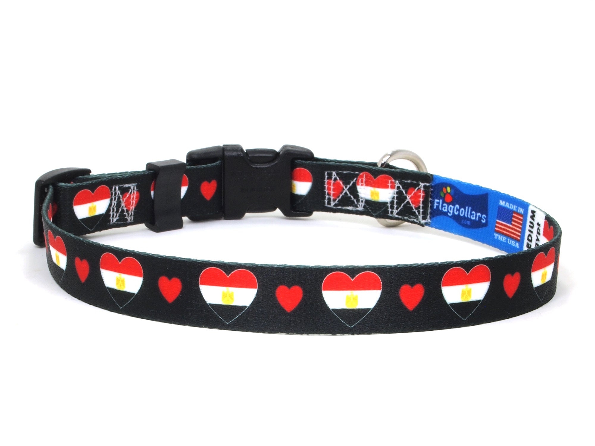 Dog Collar with Egypt Hearts Pattern in black