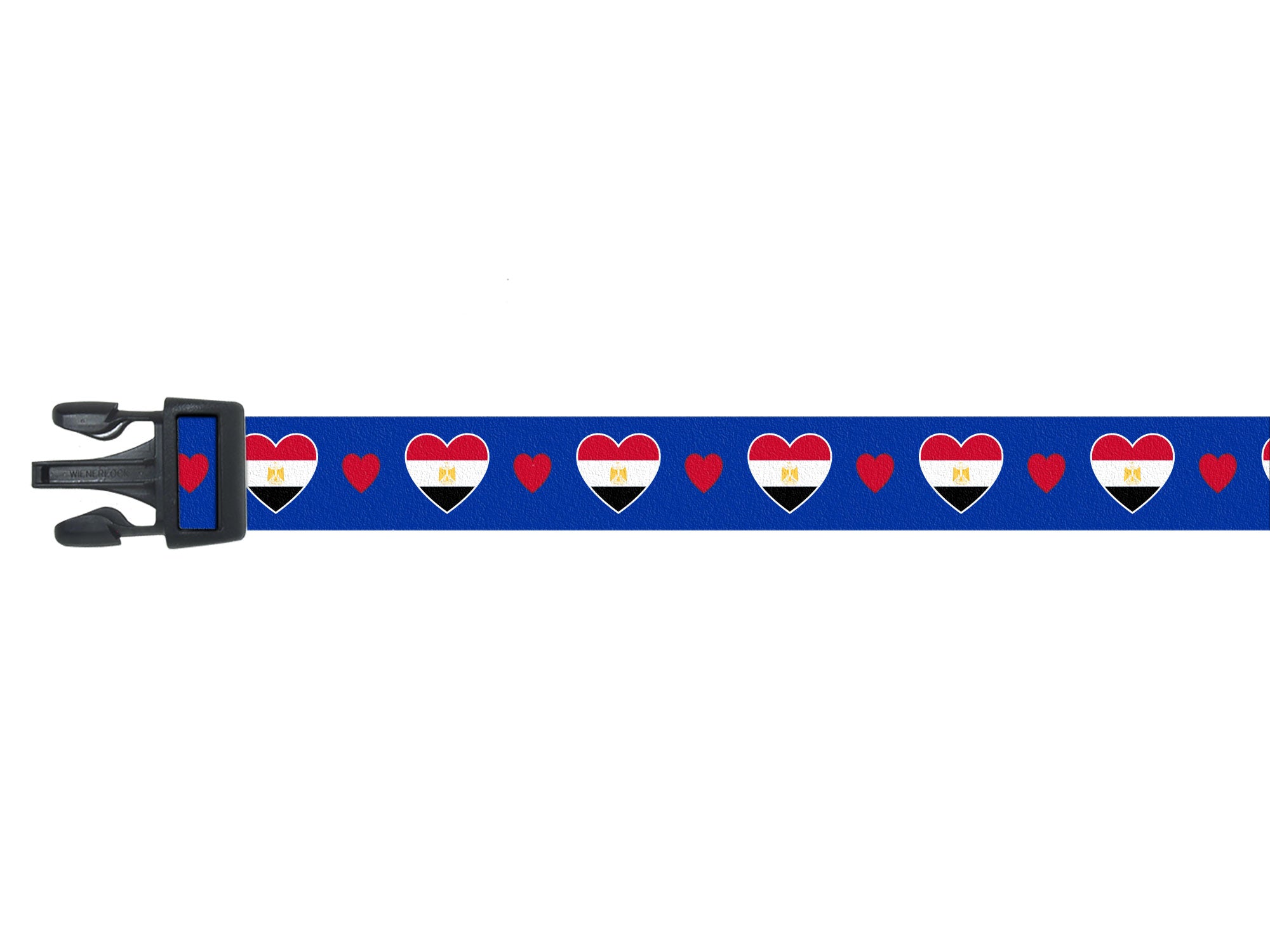 Dog Collar with Egypt Hearts Pattern in blue