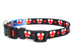 Dog Collar with England Hearts Pattern in black