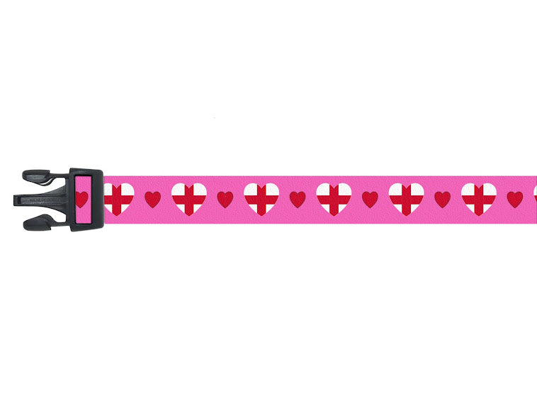 Dog Collar with England Hearts Pattern in pink