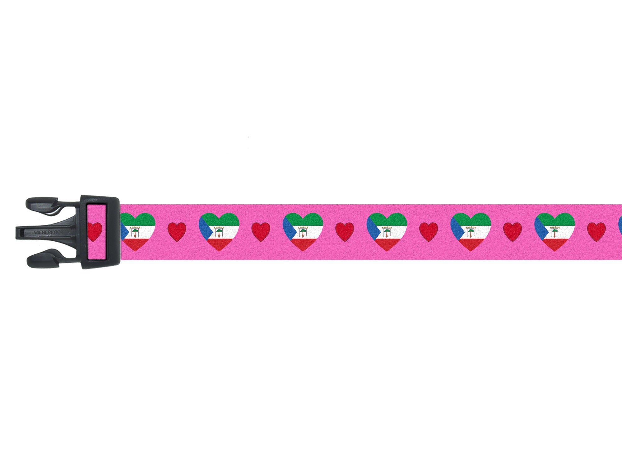 Dog Collar with Equatorial Guinea Hearts Pattern in pink