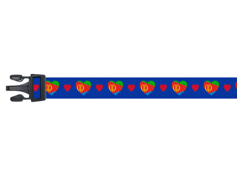 Dog Collar with Eritrea Hearts Pattern in blue