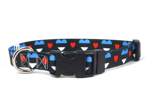Black Dog Collar with Estonia Hearts Pattern