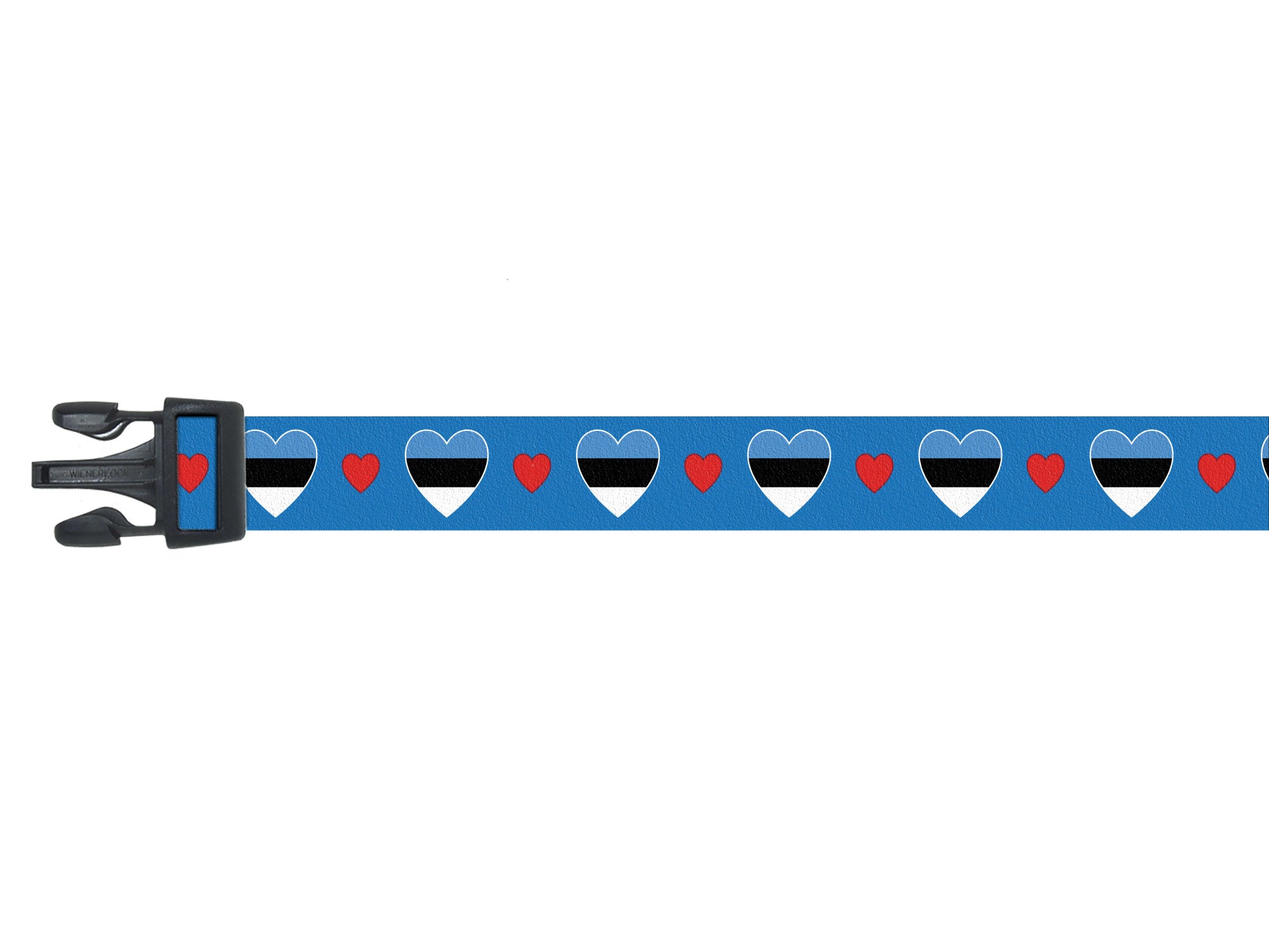 Blue Dog Collar with Estonia Hearts Pattern