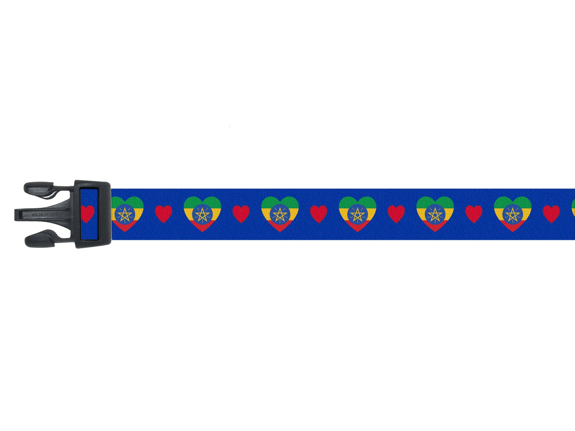 Dog Collar with Ethiopia Hearts Pattern in blue