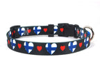 Black Dog Collar with Finland Hearts Pattern