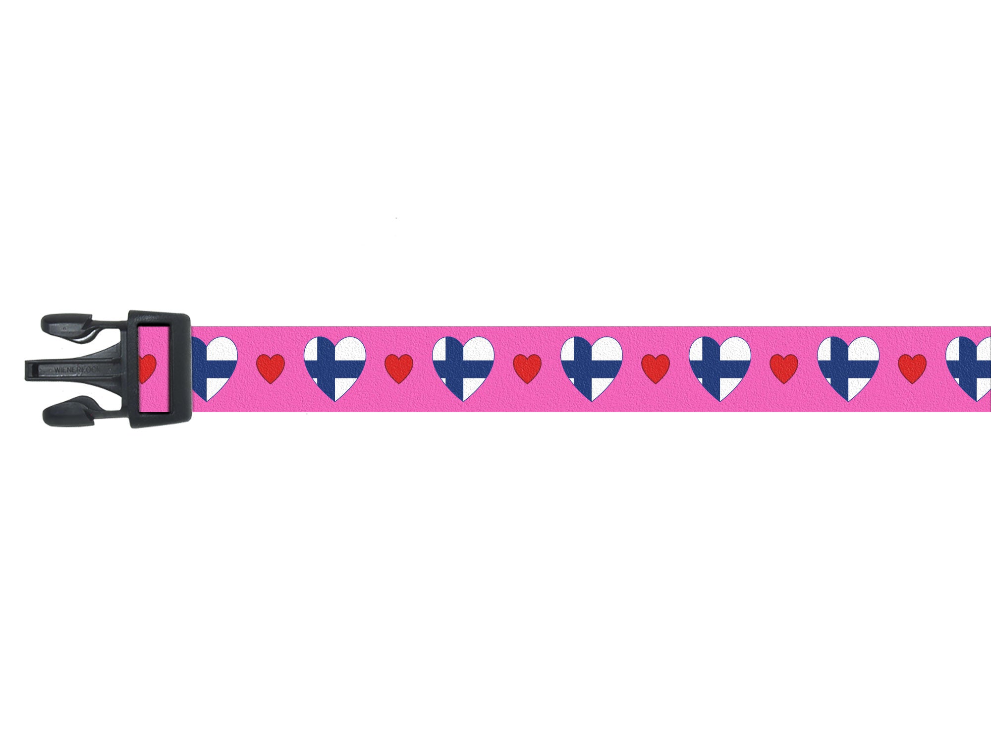 Pink  Dog Collar with Finland Hearts Pattern