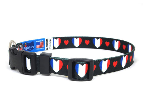 Dog Collar with France Hearts Pattern in black