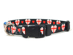 Black Dog Collar with Georgia  Hearts Pattern
