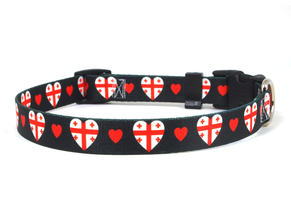 Black Dog Collar with Georgia  Hearts Pattern