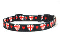 Black Dog Collar with Georgia  Hearts Pattern