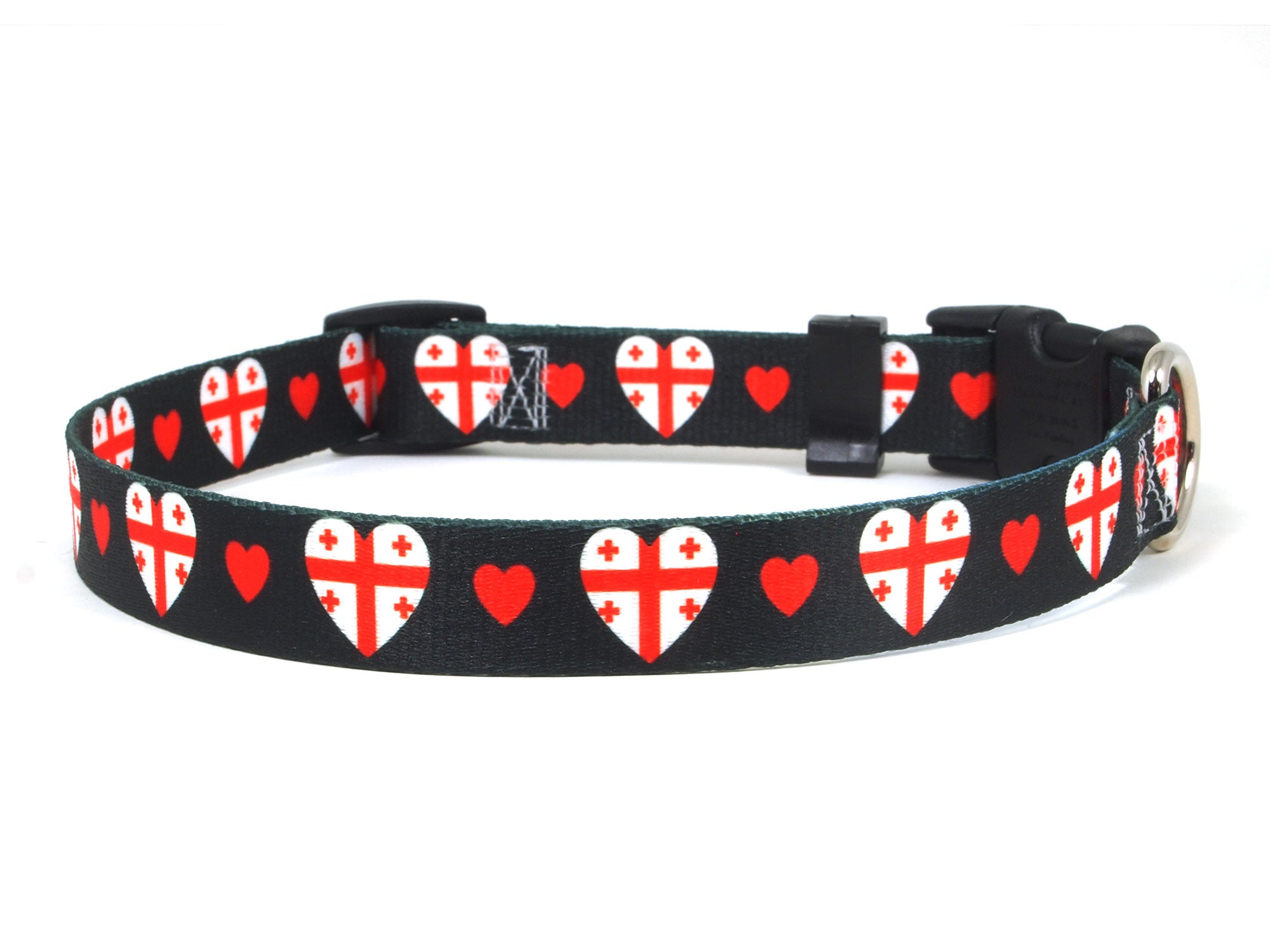 Black Dog Collar with Georgia  Hearts Pattern