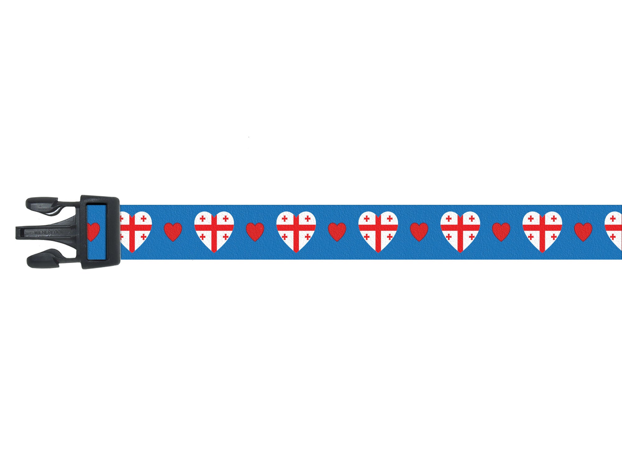 Blue  Dog Collar with Georgia  Hearts Pattern